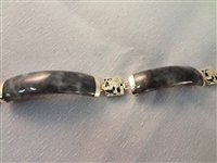 14K Gold and Smoky Black Jade Jewelry: (3) Pendants, (1) Bracelet