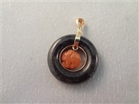 14K Gold and Smoky Black Jade Jewelry: (3) Pendants, (1) Bracelet