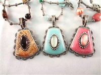 Carolyn Pollack Trio of Matching Sterling Silver and Stone Necklace and Pendants