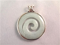 Sterling Silver and Green Apple Jade (4) Pendants, (1) Silver Necklace