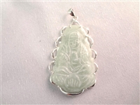 Sterling Silver and Green Apple Jade (4) Pendants, (1) Silver Necklace