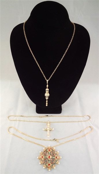 Jacqueline Bouvier Kennedy Camrose and Kross (3) Necklace Pendant Sets