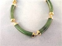 14K Gold and Dark Green Jade (2) Bracelets, (1) Ring, (1) Pendant