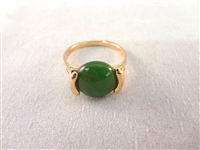 14K Gold and Dark Green Jade (2) Bracelets, (1) Ring, (1) Pendant