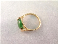 14K Gold and Dark Green Jade (2) Bracelets, (1) Ring, (1) Pendant