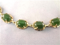 14K Gold and Dark Green Jade (2) Bracelets, (1) Ring, (1) Pendant