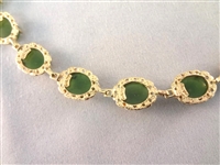 14K Gold and Dark Green Jade (2) Bracelets, (1) Ring, (1) Pendant