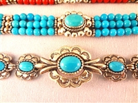 Southwest Sterling Silver Turquoise Jewelry Lot: (4) Bracelets, (4) Pendants