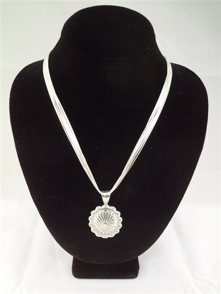 Southwest Solid Sterling Silver Liquid Silver Necklace and Pendant