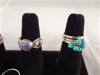 (10) Southwest Sterling Silver Turquoise Rings 