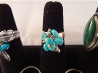 (10) Southwest Sterling Silver Turquoise Rings 