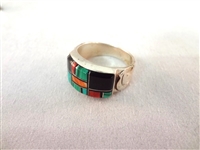 Sterling Silver Red Coral and Turquoise Jewelry Group: (3) Bracelets, (2) Rings, (1) Pendant