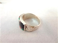 Sterling Silver Red Coral and Turquoise Jewelry Group: (3) Bracelets, (2) Rings, (1) Pendant
