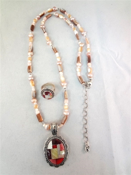 Carolyn Pollack Sterling Silver Relios Necklace, Pendant, Ring Matching Set