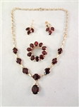 14K Gold and Garnet Jewelry Suite: Necklace, Pendant, and Earrings 