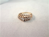 14K Gold and Diamond Ring (7) Marquise Diamonds