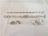 Sterling Silver (2) Bracelets, (2) Earring Pairs