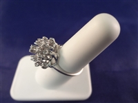 14K White Gold Diamond Ring Cluster Setting Size 6.5