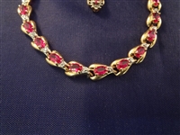 10K Gold And Ruby Tennis Bracelet and Matching Pendant
