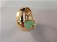 14K Gold And Green Apple Jade Ring