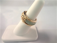 14K Gold and Green Apple Jade Ring Gold Wrapped