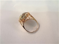 14K Gold and Round Jade Disk Cabochon Wrapped in Gold Ring