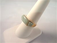 14K Gold and Green Apple Jade Saddle Rings (2)