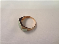 14K Gold and Green Apple Jade Saddle Rings (2)