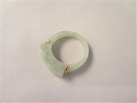 14K Gold and Green Apple Jade Saddle Rings (2)