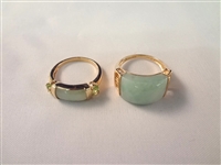 14K Gold and Green Apple Jade Saddle Rings (2)