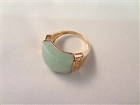 14K Gold and Green Apple Jade Saddle Rings (2)