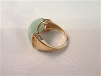 14K Gold and Green Apple Jade Saddle Rings (2)