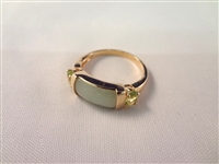 14K Gold and Green Apple Jade Saddle Rings (2)