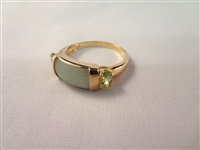 14K Gold and Green Apple Jade Saddle Rings (2)