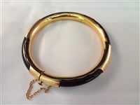 14K Gold and Black Jade Wrapped Bangle Bracelet and Tennis Bracelet