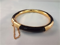 14K Gold and Black Jade Wrapped Bangle Bracelet and Tennis Bracelet