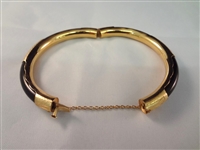 14K Gold and Black Jade Wrapped Bangle Bracelet and Tennis Bracelet