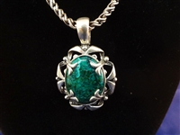 Carolyn Pollack Sterling Silver and Malachite Necklace, Pendant and Ring Set