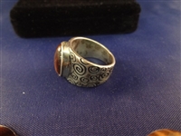 Sterling Silver and Tiger Eye Matching Jewelry Group: Necklace, Pendant, Bracelet, and Ring