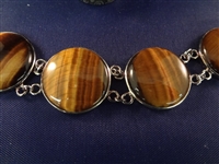 Sterling Silver and Tiger Eye Matching Jewelry Group: Necklace, Pendant, Bracelet, and Ring