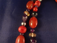 Carolyn Pollack Sterling Silver Red Stone Necklace, Pendant and Earrings