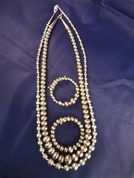Carolyn Pollack Sterling Silver (2) Bench Bead and Bracelet Sets
