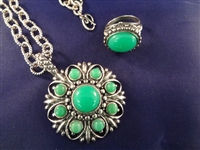 Carolyn Pollack Solid Sterling Silver Matching Necklace, Pendant and Ring
