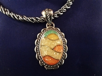 Carolyn Pollack Solid Sterling Silver Necklace, Sunrise Pendant and Ring Set