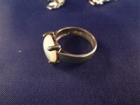 Sterling Silver and Mother of Pearl Jewelry Set: Necklace, Bracelet, Ring