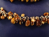 Sterling Silver and Tiger Eye Jewelry Suite: Necklace, Bracelet, Pendant, and Ring