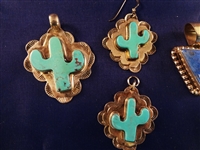 Southwest Sterling Silver Turquoise Pendant and Earring Sets