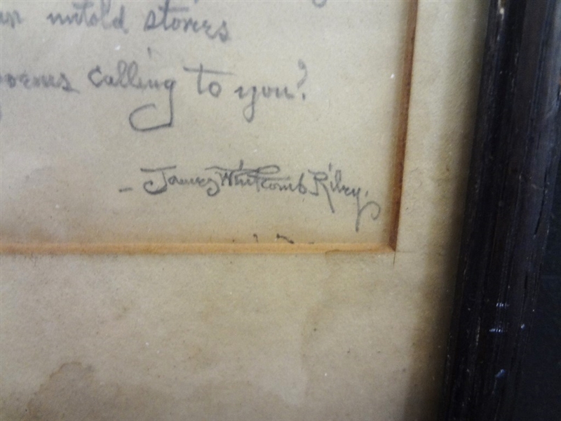 Lot Detail - James Whitcomb Riley Full Hand Written Poem Signed by ...