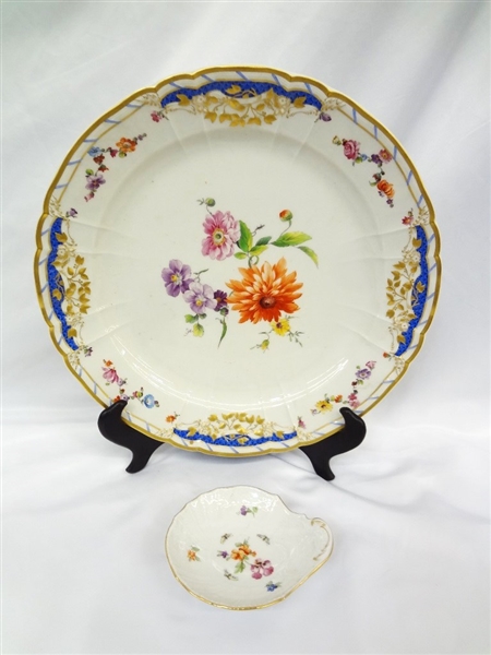 KPM Hand Painted Platter and Trinket Dish Early 20th Century
