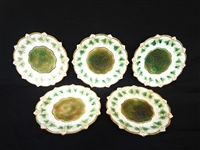 (5) George Jones Majolica Strawberry Blossom Plates
